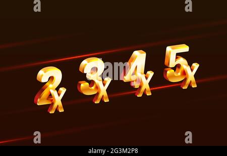 Bonus 2x, 3x, 4x, 5x Gewinner, große Jackpot-Spiel, Casino-Zeichen gesetzt. Vektorgrafik Stock Vektor