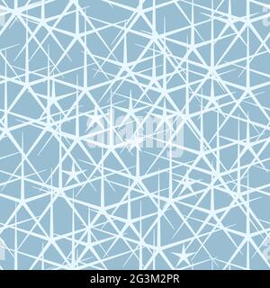 Nahtloses Vektor-Lichtmuster. Abstrakte Vektorgrafik mit weißen Streifen und Sternen auf blauem Hintergrund. Geometrische Winter Ornament ähnlich Stock Vektor