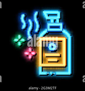 Aromatische Flüssigseife Flasche Neon leuchten Symbol Illustration Stock Vektor