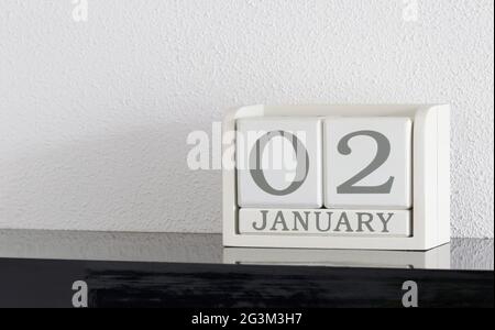 White Block Kalender präsentieren Datum 3 und Monat Januar Stockfoto