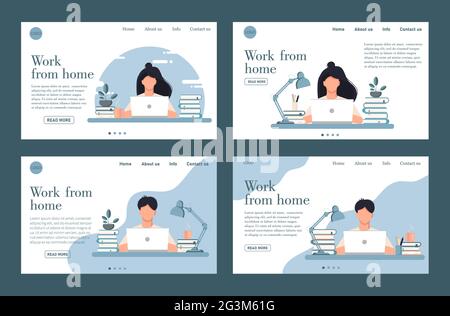 Freiberufliche Arbeit. Landing Page für den Kundenservice. Stock Vektor