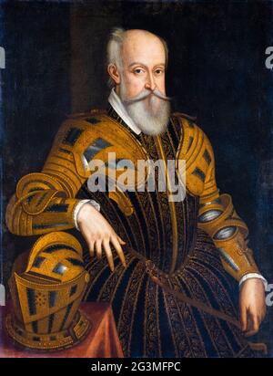 Alfonso II. D'Este (1533-1597) Herzog von Ferrara (1559-1597), Porträtmalerei in zeremonieller Rüstung 1575-1599 Stockfoto