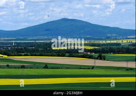 Sleza-Berg 718 m über dem Meer, Landschaft, dolnoslaskie, Landschaft, Berg, polen, schlesien, Sleza, Reisen, Stockfoto