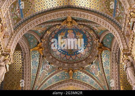 FRANKREICH RHONE (69) LYON. BASILIKA VON FOURVIERE, DENKMALGESCHÜTZTES DENKMAL, Stockfoto