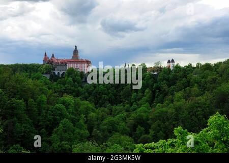 Walbrzych, polen, Schloss Ksiaz, Zamek Ksiaz, Ksiaz, Polen, dolny slask, niederschlesien, Aero, Luft, Jahreszeit, Landschaft, Stockfoto