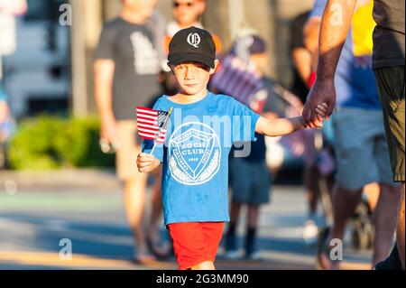 Quincy, Massachusetts, 2021 Quincy Flag Day Parade, 70. Jahrestag Stockfoto