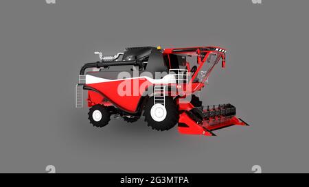 Digitale industrielle 3D-Illustration, realistischer Harvester isoliert Stockfoto