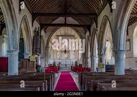 Inside All Saints Church Lydd ist bekannt als die Kathedrale des Marschs, Romney Marsh, Kent, England, Großbritannien. Stockfoto