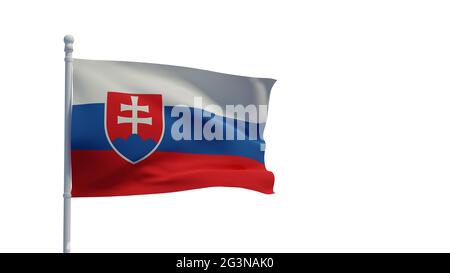 Die Nationalflagge der Slowakischen Republik, die im Wind winkt. 3d-Rendering, CGI Stockfoto