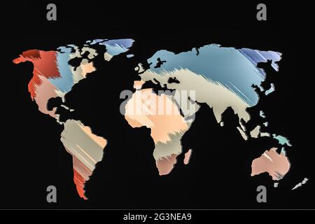 Grob skizziert, die Weltkarte als Global Business Konzepte Stockfoto