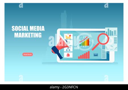 Konzept für die Analyse von Social Media Digital Marketing und Vertriebsdaten Stock Vektor