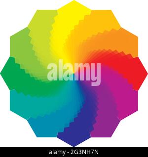 Single Mandala - Farbe Rad - Kreis, Blume in Regenbogenfarben Stock Vektor