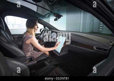 Innenansicht des Luxus letzte Technologie elektrische Fahrzeug Stockfoto