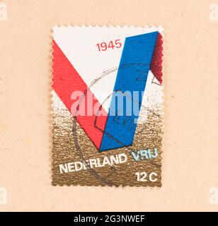 Die Niederlande 1960: einen Stempel in den Niederlanden gedruckten zeigt er Niederlande in Freiheit, um 1960 Stockfoto