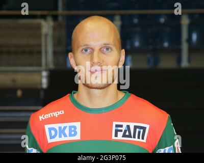 Handballspieler Tim Hornke SC Magdeburg DHB Liqui Moly HBL Handball Bundesliga Saison 2019-20 Stockfoto