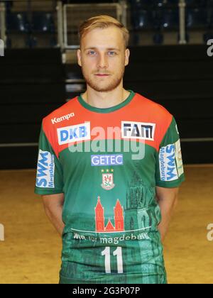 Schwedischer Handballspieler Daniel Pettersson SC Magdeburg LiquiMoly HandballBundesleagueseason 2019-20 Stockfoto