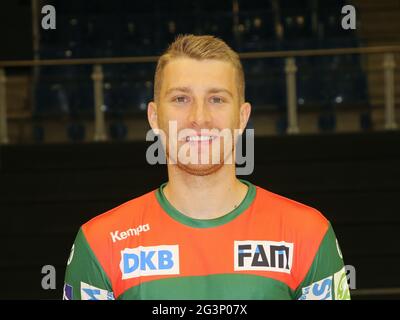 Handballspieler Lukas Mertens SC Magdeburg DHB Liqui Moly HBL Handball Bundesligaseason 19-20 Stockfoto