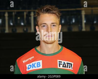 Der dänische Handballspieler Michael Damgaard SC Magdeburg DHB Liqui Moly HBL Handball Bundesliga 2019-20 Stockfoto