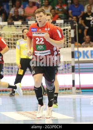 Handballspieler Philipp Vorlicek HSG Nordhorn-Lingen Liqui Moly HBL Handball Bundesliga 19-20 Stockfoto