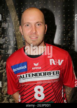 Österreichischer Handballspieler Robert Weber HSG Nordhorn-Lingen DHB HBL Liqui Moly Handball Bundesliga Stockfoto