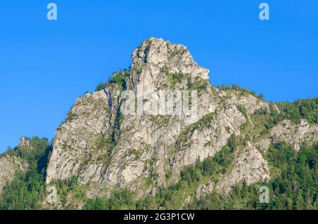 Gezackte Felsformation Nockstein in Salzburg, Österreich, Europa. Gehört zu Gaisberg, Hausberg von Salzburg, den Ausläufern der nördlichen Kalkalpen. Stockfoto