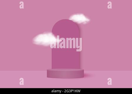 Display-Plattform für kosmetische Produkte.Abstraktes realistisches zylindrisches Podium. Stock Vektor