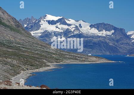 Das Ikateq Fiord im Osten grönlands Stockfoto