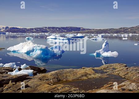 Ruhiger Sommertag im Osten grönlands Stockfoto