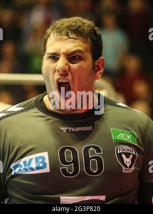 Serbischer Handballtorwart Dejan Milosavljev FÃ¼chse Berlin HBL Liqui Moly Handball Bundesliga 19-20 Stockfoto