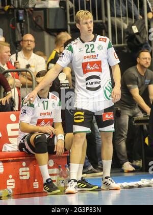 Deutscher Handballspieler Marian Michalczik GWD Minden Liqui Moly HBL DHB Handball Bundesliga 2019-20 Stockfoto