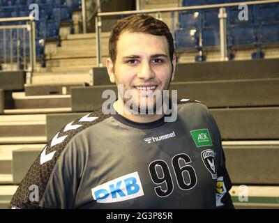 Serbischer Handballtorwart Dejan Milosavljev FÃ¼chse Berlin HBL Liqui Moly Handball Bundesliga 19-20 Stockfoto