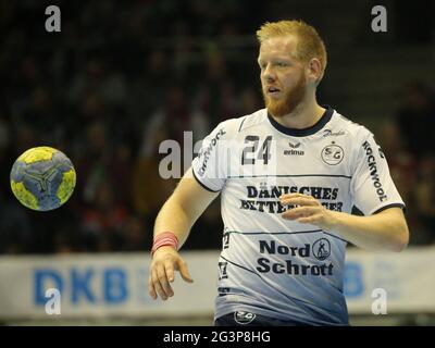 Der schwedische Handballspieler Jim Gottfridsson SG Flensburg-Handewitt DHB Liqui Moly HBL Saison 2019-20 Stockfoto