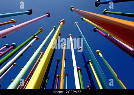 Kunstskulptur Coloris, des Künstlers Pascale Marthine Tayou, im City Life, neues Wohngebiet, In Mailand. Italien. Stockfoto