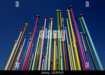 Kunstskulptur Coloris, des Künstlers Pascale Marthine Tayou, im City Life, neues Wohngebiet, In Mailand. Italien. Stockfoto