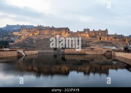 Sonnenuntergang über amer Fort Stockfoto