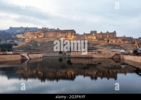 Sonnenuntergang über amer Fort Stockfoto