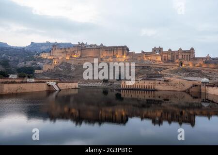 Sonnenuntergang über amer Fort Stockfoto