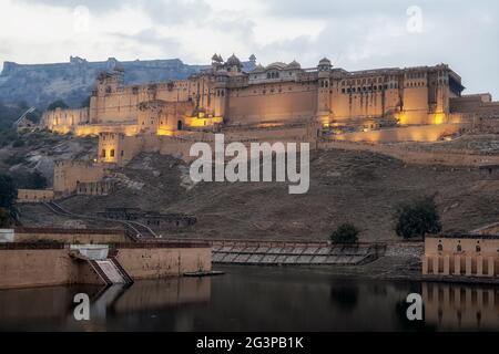 Sonnenuntergang über amer Fort Stockfoto