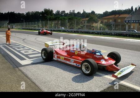 Gilles Villeneuve Ferrari F1 beim 40. Jubiläum von Ferrari im Autodrome Dino Ferrari Imola Italien Oktober 1987 Stockfoto