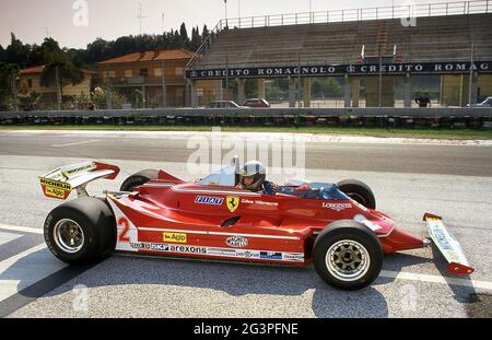 Gilles Villeneuve Ferrari F1 beim 40. Jubiläum von Ferrari im Autodrome Dino Ferrari Imola Italien Oktober 1987 Stockfoto