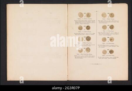 Acht römische Münzen, von vorne und hinten gesehen. . Stockfoto