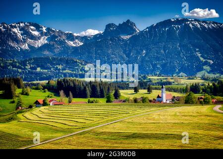 DE - BAVARIA: Alpenlandschaft in Zell bei Eisenberg im Allgäu Stockfoto