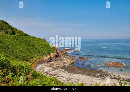 Bild von St Ouens Bay am Ende der Bucht von La Pulente. Jersey Channel Islands Stockfoto