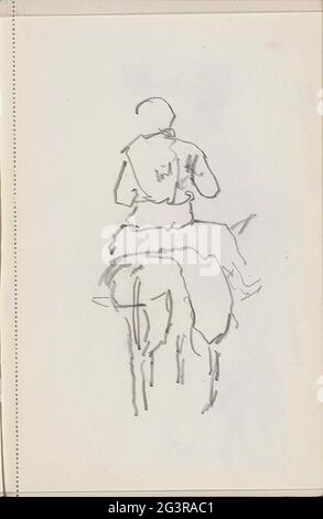 Mann in orientalischer Tracht auf einem Esel. Blatt 51 Recto aus einem Skizzenbuch mit 73 Blättern. Stockfoto