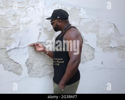 Der amerikanische Schwergewichtsboxer Kevin Johnson vor der SES-Boxgala am 08/22/2020 in Magdeburg Stockfoto