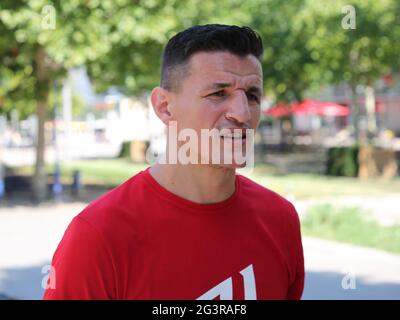 Leichtgewicht-Boxer Robin Krasniqi vom SES Boxen vor der SES Boxing Gala 22.8.2020 Magdeburg Stockfoto