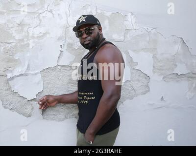 Der amerikanische Schwergewichtsboxer Kevin Johnson vor der SES-Boxgala am 08/22/2020 in Magdeburg Stockfoto