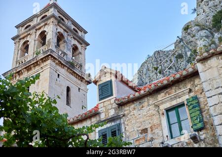 Kroatische Kirche B.D. Marije aus dem Jahr 1442y in der Stadt Jelsa auf der Insel Hvar Stockfoto