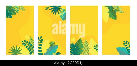 Einfache tropische Handfläche und Motstera Blätter natürlichen Set Hintergrund. Vektorgrafik EPS10 Stock Vektor