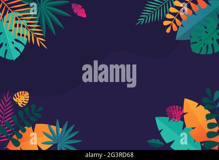 Einfache tropische Handfläche und Motstera Blätter natürlichen Hintergrund. Vektorgrafik EPS10 Stock Vektor